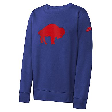Youth Nike Royal Buffalo Bills Rewind Essential Pullover Crewneck Sweatshirt