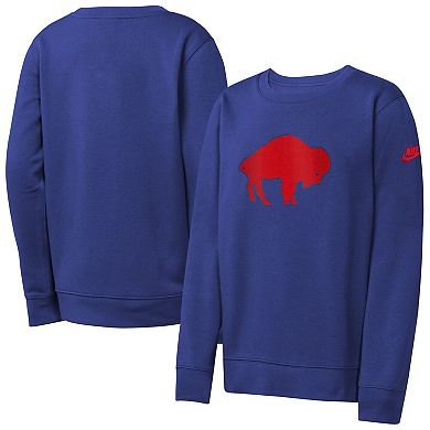 Youth Nike Royal Buffalo Bills Rewind Essential Pullover Crewneck Sweatshirt