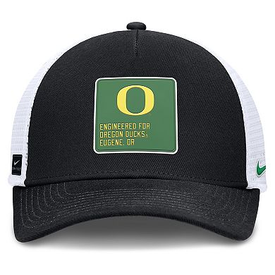 Men's Nike Black/White Oregon Ducks 2025 On-Field Rise Engineered Trucker Adjustable Hat