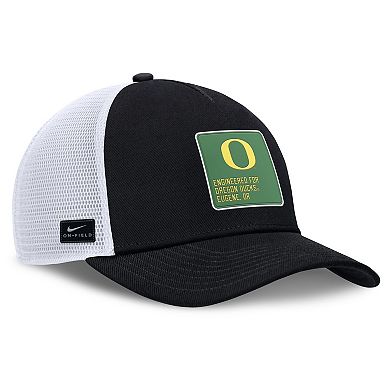 Men's Nike Black/White Oregon Ducks 2025 On-Field Rise Engineered Trucker Adjustable Hat