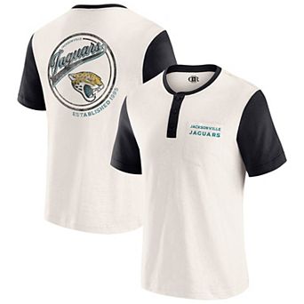 Men's Darius Rucker Collection by Fanatics Cream Jacksonville Jaguars Henley Colorblock Slub Pocket T-Shirt