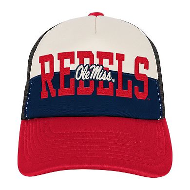 Youth Outerstuff Navy/Cream Ole Miss Rebels Modern Fan Trucker Adjustable Hat