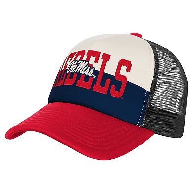 Youth Outerstuff Navy/Cream Ole Miss Rebels Modern Fan Trucker Adjustable Hat