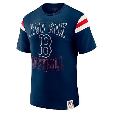 Men's Darius Rucker Collection by Fanatics Navy Boston Red Sox Distressed Sleeve Stripe T-Shirt
