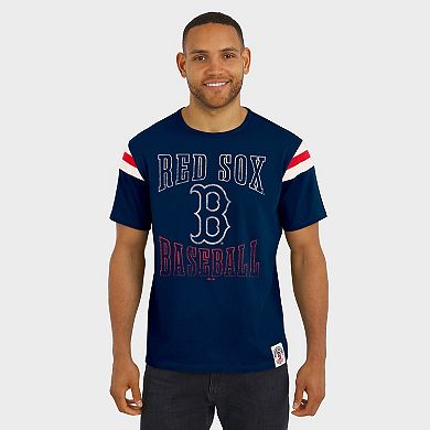 Men's Darius Rucker Collection by Fanatics Navy Boston Red Sox Distressed Sleeve Stripe T-Shirt
