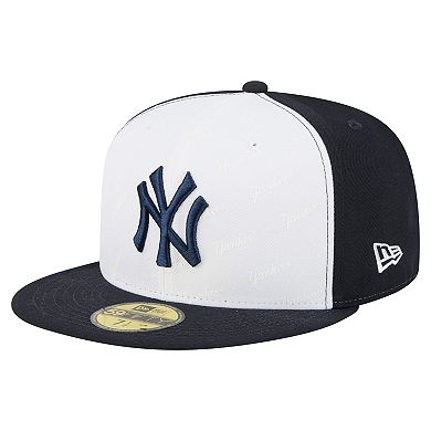 Men's New Era White/Navy New York Yankees Repeat 59FIFTY Fitted Hat