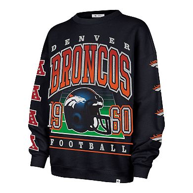 Women's '47 Navy Denver Broncos Go Big Oversized Pullover Sweatshirt