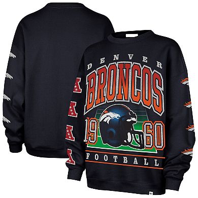 Women's '47 Navy Denver Broncos Go Big Oversized Pullover Sweatshirt