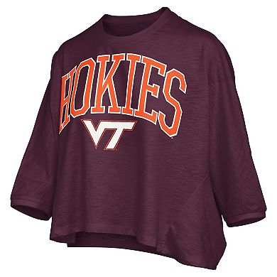 Women's Pressbox Maroon Virginia Tech Hokies Midi Arch Over Logo Oversized T-Shirt