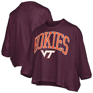 Women's Pressbox Maroon Virginia Tech Hokies Midi Arch Over Logo Oversized T-Shirt