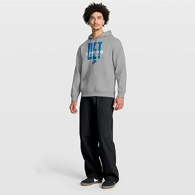 Men's Fanatics Heather Gray Detroit Lions Right Tackle Legacy Pullover Hoodie