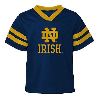Toddler Outerstuff Navy/Gold Notre Dame Fighting Irish Red Zone Two-Piece V-Neck Top and Pants Set