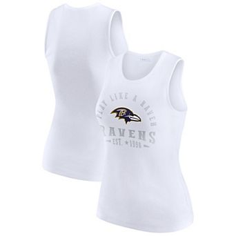 Women's WEAR by Erin Andrews White Baltimore Ravens Ribbed Graphic Tank Top