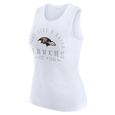 Women's WEAR by Erin Andrews White Baltimore Ravens Ribbed Graphic Tank Top