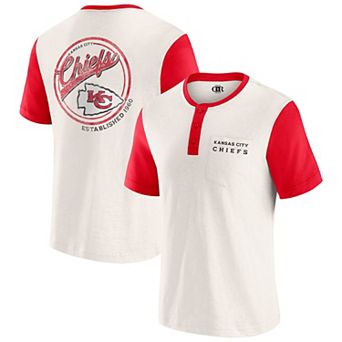 Men's Darius Rucker Collection by Fanatics Cream Kansas City Chiefs Henley Colorblock Slub Pocket T-Shirt