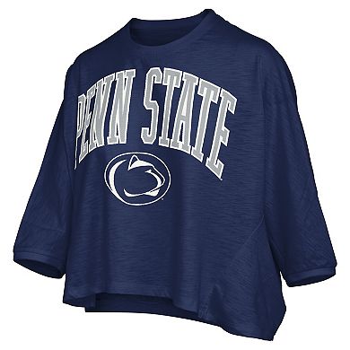 Women's Pressbox Navy Penn State Nittany Lions Midi Arch Over Logo Oversized T-Shirt