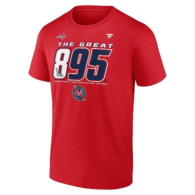 Men's Fanatics Alexander Ovechkin Red Washington Capitals NHL All-Time Leading Goal Scorer The Great 895 T-Shirt