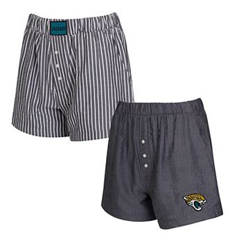 Women's Concepts Sport Black Jacksonville Jaguars Two-Pack Stripes and Solids Boxer Shorts Set