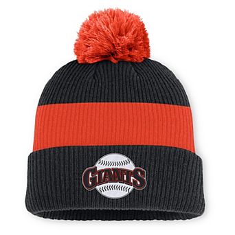 Men's Nike Black/Orange San Francisco Giants Cooperstown Collection Peak Standard Cuffed Knit Hat with Pom