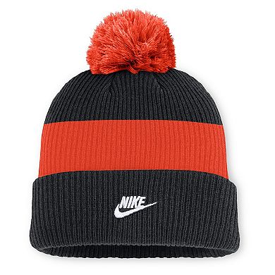 Men's Nike Black/Orange San Francisco Giants Cooperstown Collection Peak Standard Cuffed Knit Hat with Pom