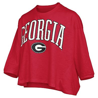 Women's Pressbox Red Georgia Bulldogs Midi Arch Over Logo Oversized T-Shirt