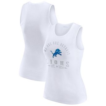 Women's WEAR by Erin Andrews White Detroit Lions Ribbed Graphic Tank Top