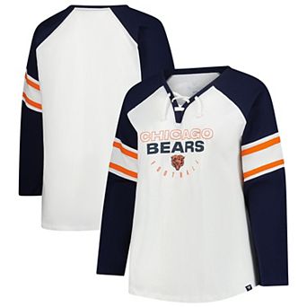 Women's Fanatics White Chicago Bears Plus Size Redzone Lace Up Long Sleeve T-Shirt