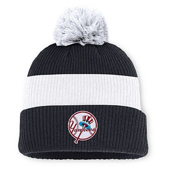 Men's Nike Navy/White New York Yankees Cooperstown Collection Peak Standard Cuffed Knit Hat with Pom