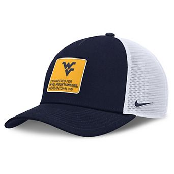 Men's Nike Navy/White West Virginia Mountaineers 2025 On-Field Rise Engineered Trucker Adjustable Hat