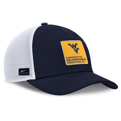 Men's Nike Navy/White West Virginia Mountaineers 2025 On-Field Rise Engineered Trucker Adjustable Hat