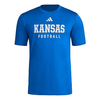 Men's adidas Royal Kansas Jayhawks Locker Practice Football Pre-Game T-Shirt