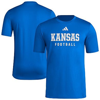 Men's adidas Royal Kansas Jayhawks Locker Practice Football Pre-Game T-Shirt