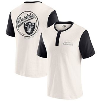 Men's Darius Rucker Collection by Fanatics Cream Las Vegas Raiders Henley Colorblock Slub Pocket T-Shirt