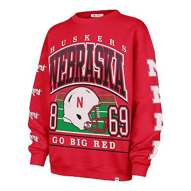 Women's '47 Scarlet Nebraska Huskers Go Big Oversized Pullover Sweatshirt