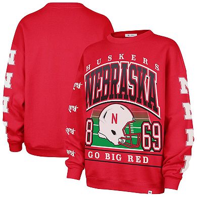 Women's '47 Scarlet Nebraska Huskers Go Big Oversized Pullover Sweatshirt