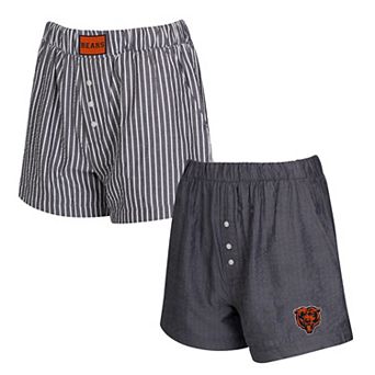 Women's Concepts Sport Black Chicago Bears Two-Pack Stripes and Solids Boxer Shorts Set