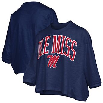 Women's Pressbox Navy Ole Miss Rebels Midi Arch Over Logo Oversized T-Shirt