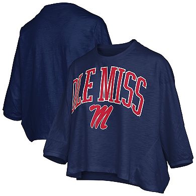 Women's Pressbox Navy Ole Miss Rebels Midi Arch Over Logo Oversized T-Shirt