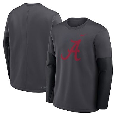 Men's Nike Anthracite Alabama Crimson Tide 2025 Sideline Coach Performance Long Sleeve T-Shirt