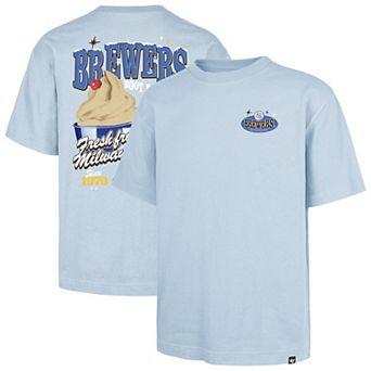 Men's '47 Light Blue Milwaukee Brewers Ice Cream Parlor Foundation T-Shirt