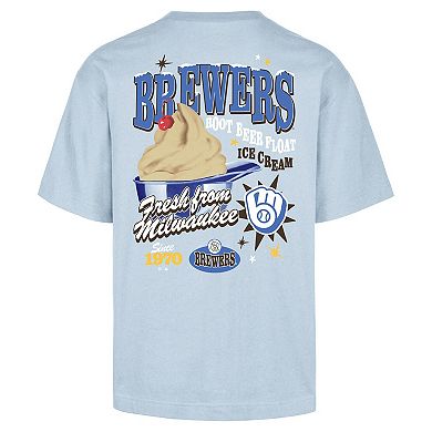 Men's '47 Light Blue Milwaukee Brewers Ice Cream Parlor Foundation T-Shirt
