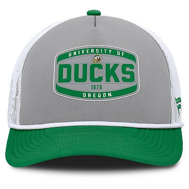 Men's Fanatics Gray/Green Oregon Ducks Course Foam-Front Adjustable Trucker Hat