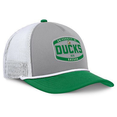 Men's Fanatics Gray/Green Oregon Ducks Course Foam-Front Adjustable Trucker Hat