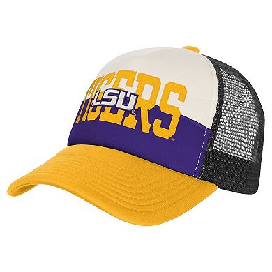 Youth Outerstuff Purple/Cream LSU Tigers Modern Fan Trucker Adjustable Hat