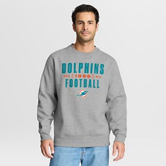 Men's Fanatics Heather Gray Miami Dolphins Powerful Throw Legacy Pullover Sweatshirt