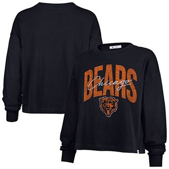 Women's '47 Navy Chicago Bears Muse Sydney Long Sleeve Cropped T-Shirt