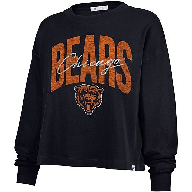 Women's '47 Navy Chicago Bears Muse Sydney Long Sleeve Cropped T-Shirt
