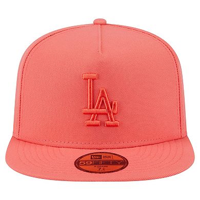 Men's New Era Coral Los Angeles Dodgers Color Pack A-Frame 59FIFTY Fitted Hat