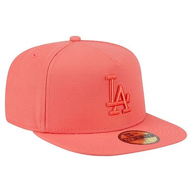 Men's New Era Coral Los Angeles Dodgers Color Pack A-Frame 59FIFTY Fitted Hat