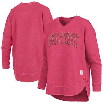 Women's Pressbox Scarlet Ohio State Buckeyes Westin Poncho V-Neck Pullover Sweatshirt